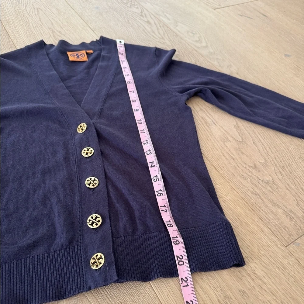 Tory Burch Navy 100% Cotton lightweight Cardigan XSmall